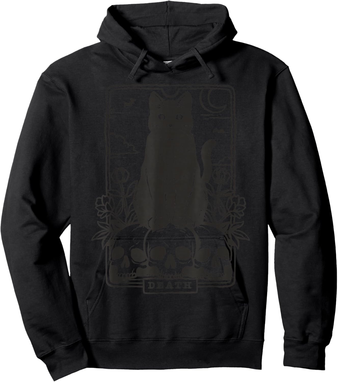 Tarot Card Death Black Cat Occult Satanic Mystical Cat Hoodie - Hoodie | Black