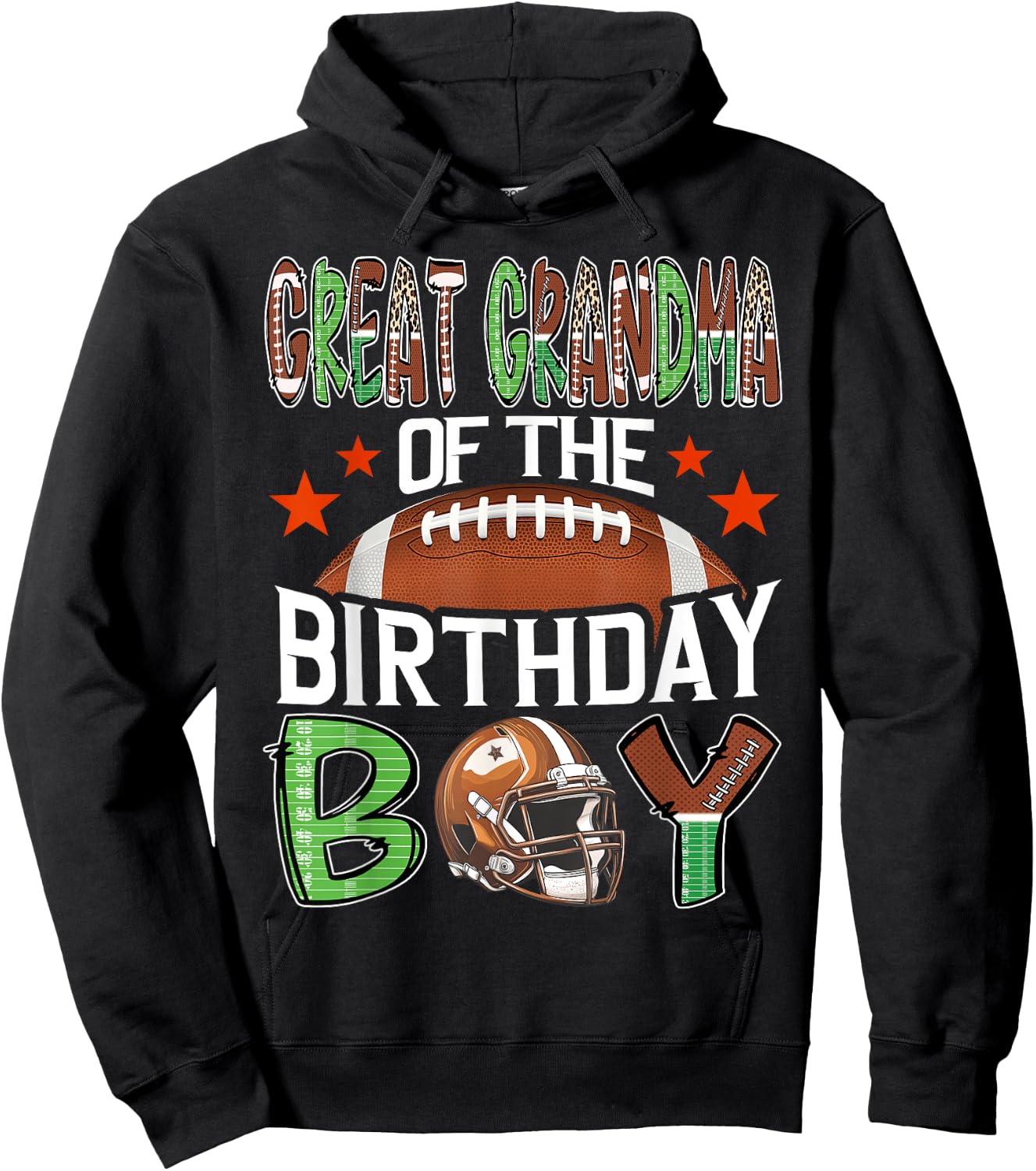 Great Grandma Of The Birthday Boy Game Day Football Hoodie - Hoodie | Black