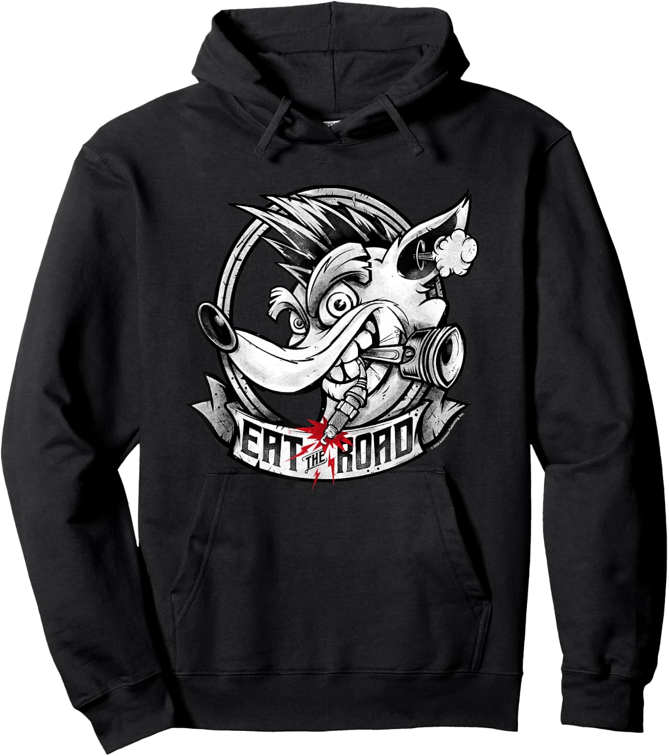 Crash Bandicoot Eat The Road Crash Vintage Big Chest Logo Hoodie - Hoodie | Black