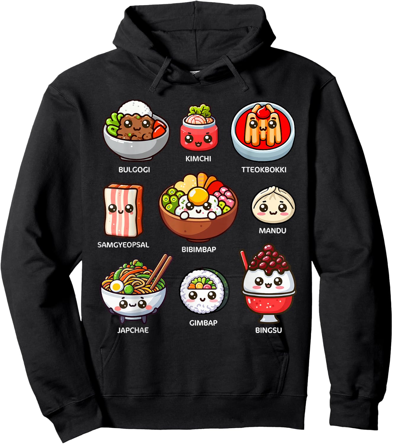Cute Korean Food Bulgogi Bibimbap Korea Lover Kawaii Hoodie - Hoodie | Black