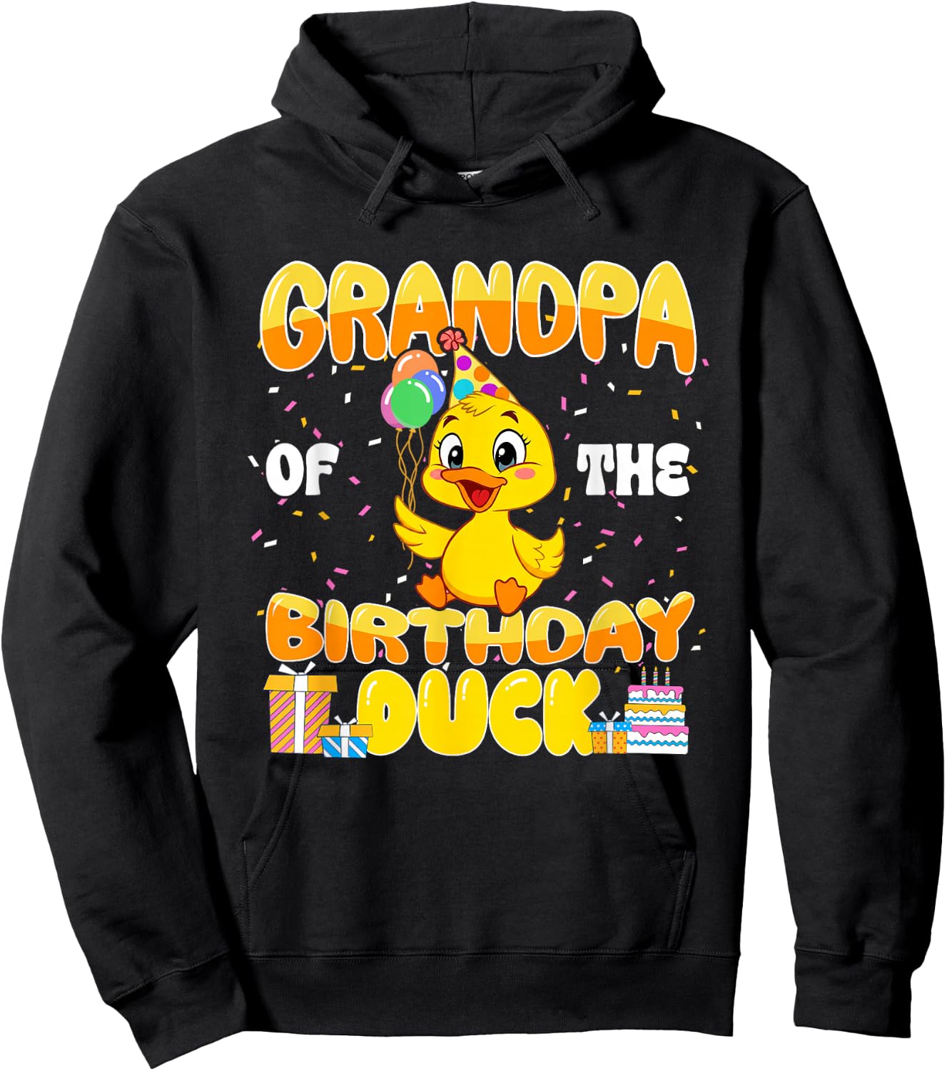 Grandpa of The Birthday Duck Boy Rubber Duck Bday Family Hoodie - Hoodie | Black