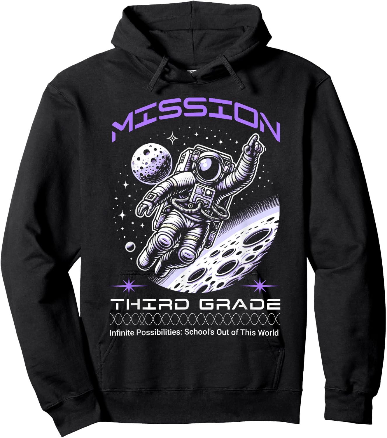 Third Grade Back To School Space Rocket Astronaut Hoodie - Hoodie | Black