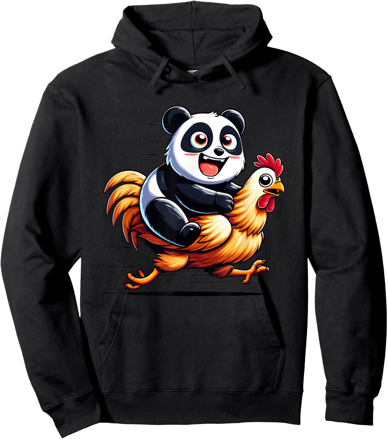 Funny Panda Chicken Rooster Animal Lovers Men Women Kids Hoodie - Hoodie | Black