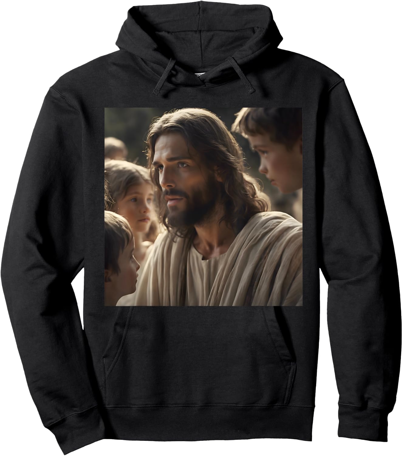 Vintage Jesus With Kids Face Of Jesus Portrait Christ Hoodie - Hoodie | Black