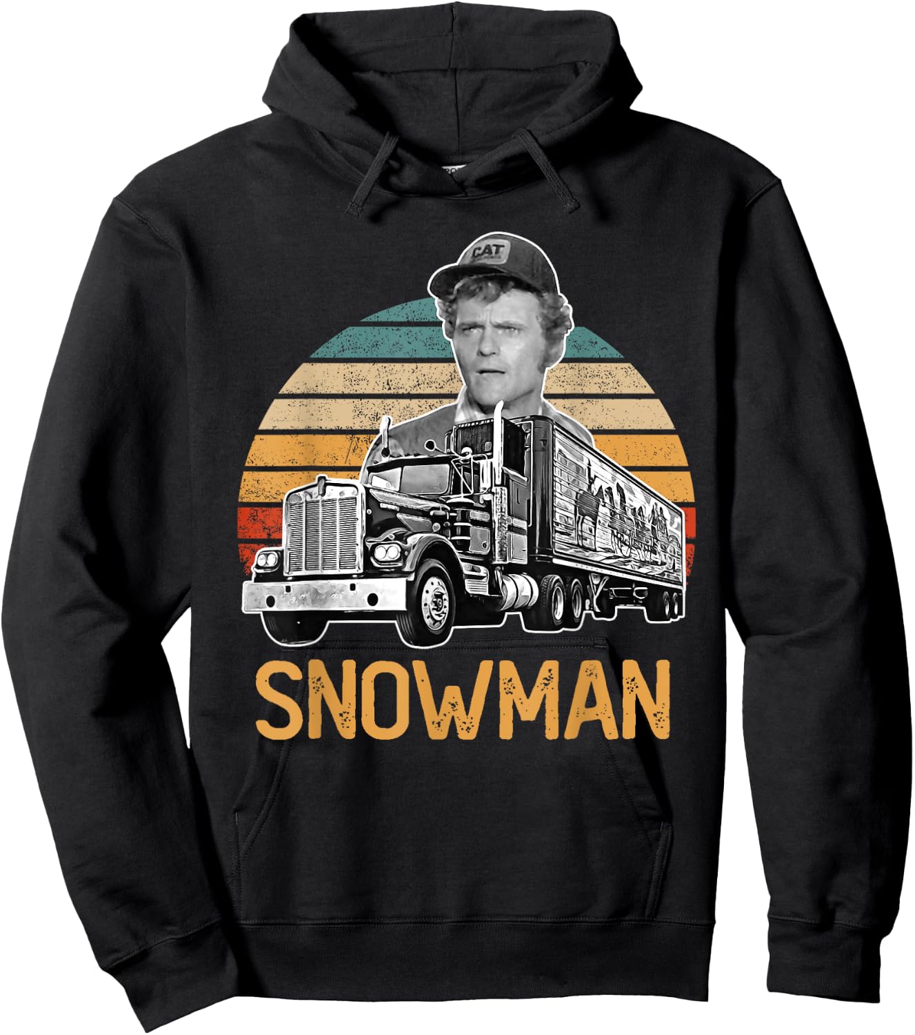 Funny Snowman Sunset Vintage Movies Funny Big Trucks Hoodie - Hoodie | Black