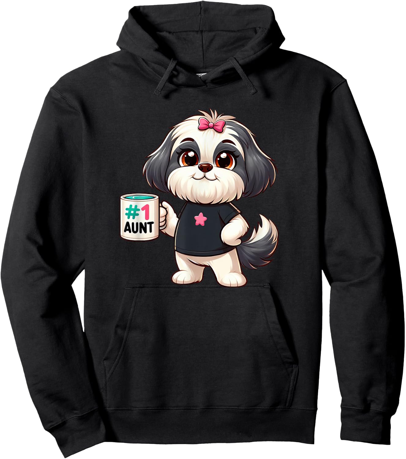 Shih Tzu Aunt Dog Funny Family Hoodie - Hoodie | Black