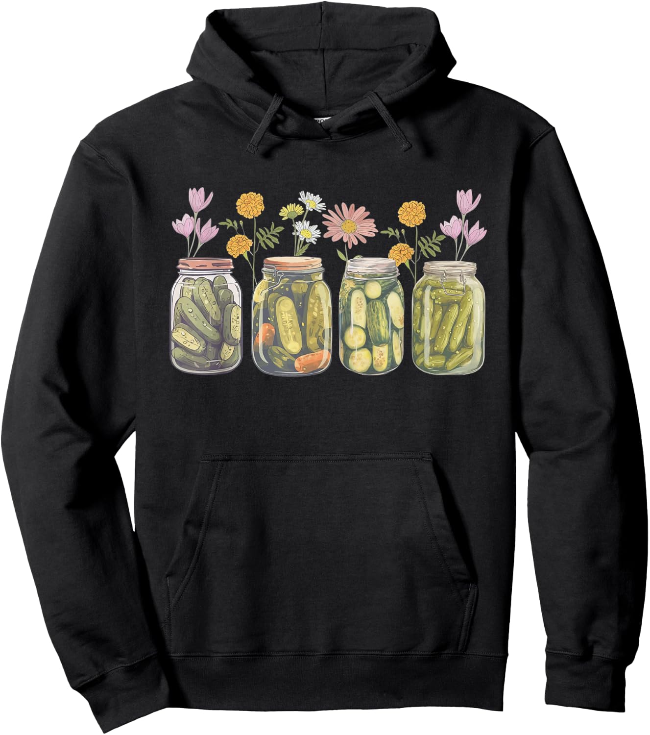 Vintage Canned Pickles Wildflower Canning Season Pickle Jar Hoodie - Hoodie | Black