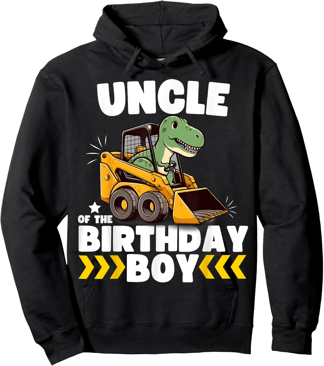 Uncle of the Birthday Boy Dinosaur Construction Worker Truck Hoodie - Hoodie | Black