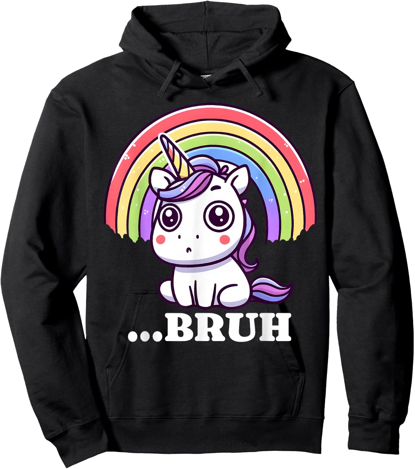 Funny Bruh For Girls Women Kids Youth Unicorn Rainbow Cute Hoodie - Hoodie | Black