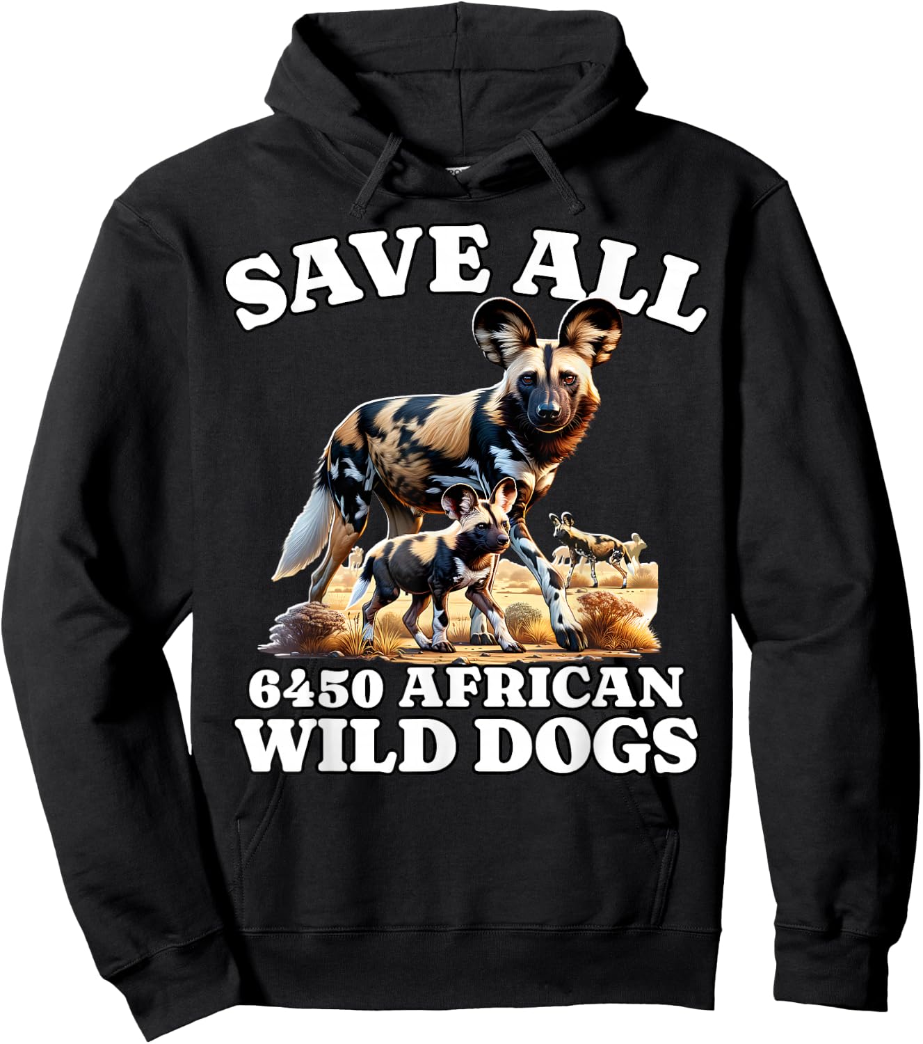 Save African Wild Dog Hoodie - Hoodie | Black