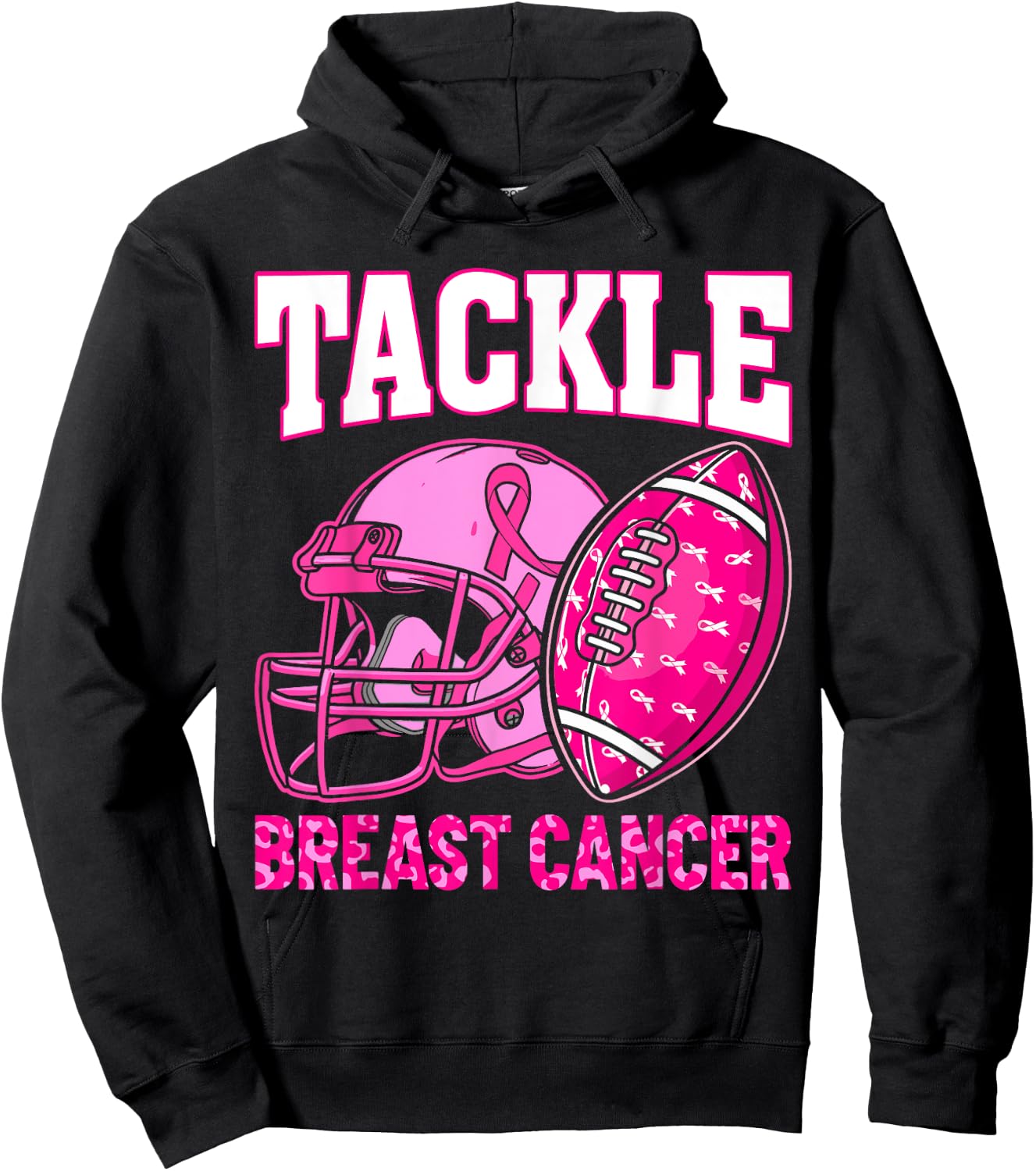 Tackle Breast Cancer Awareness American Football Women Kids Hoodie - Hoodie | Black