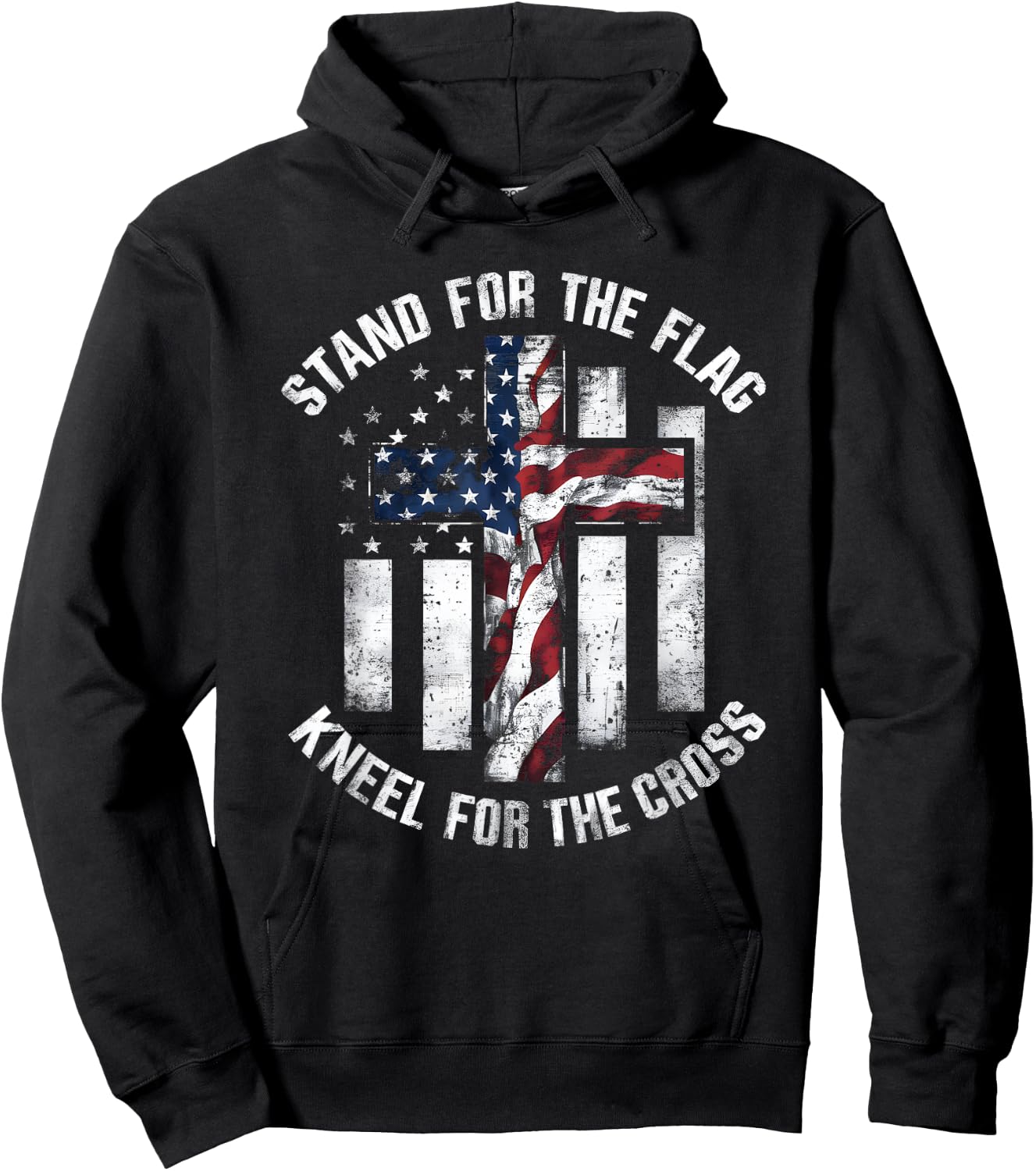 Patriot USA Flag Religious Quote 4th of July Christian Faith Men Hoodie - Hoodie | Black