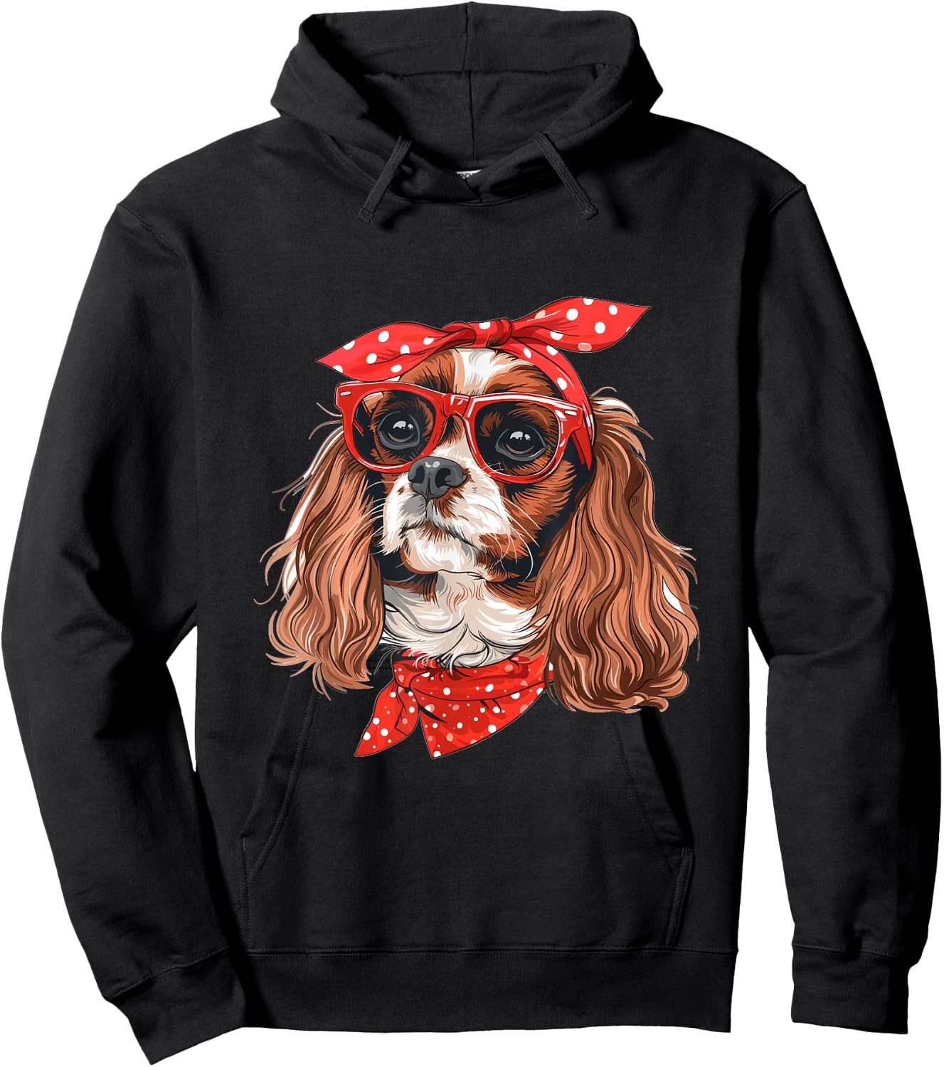 Cavalier King Charles Spaniel Mom Bandana Dog Breed Graphic Hoodie - Hoodie | Black