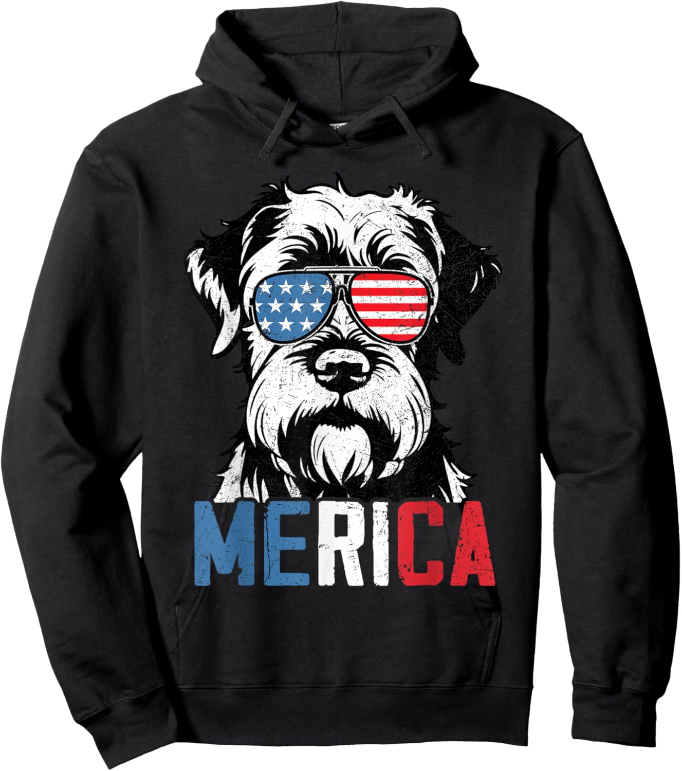 Patriotic Giant Schnauzer Dog Merica 4th Of July Funny Hoodie - Hoodie | Black