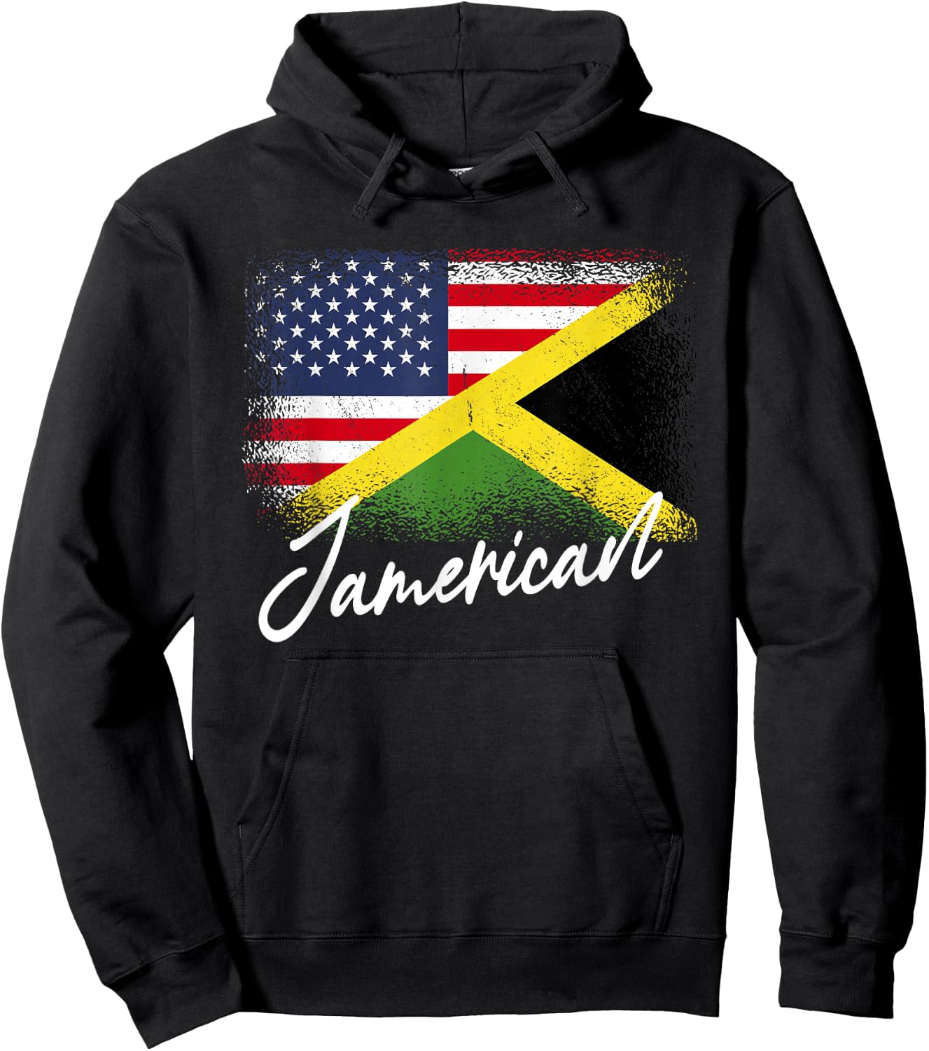Jamerican - American Jamaican Roots America Jamaica Flag Hoodie - Hoodie | Black