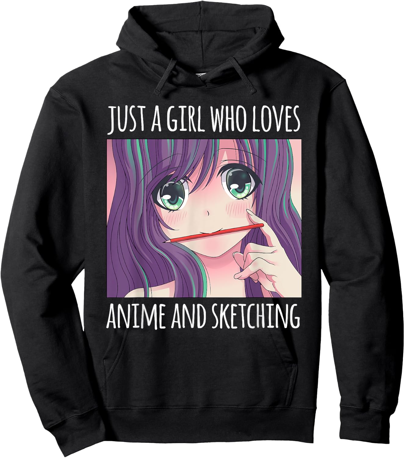 Just a Girl Who Loves Anime and Sketching Drawing Girls Gift Hoodie - Hoodie | Black