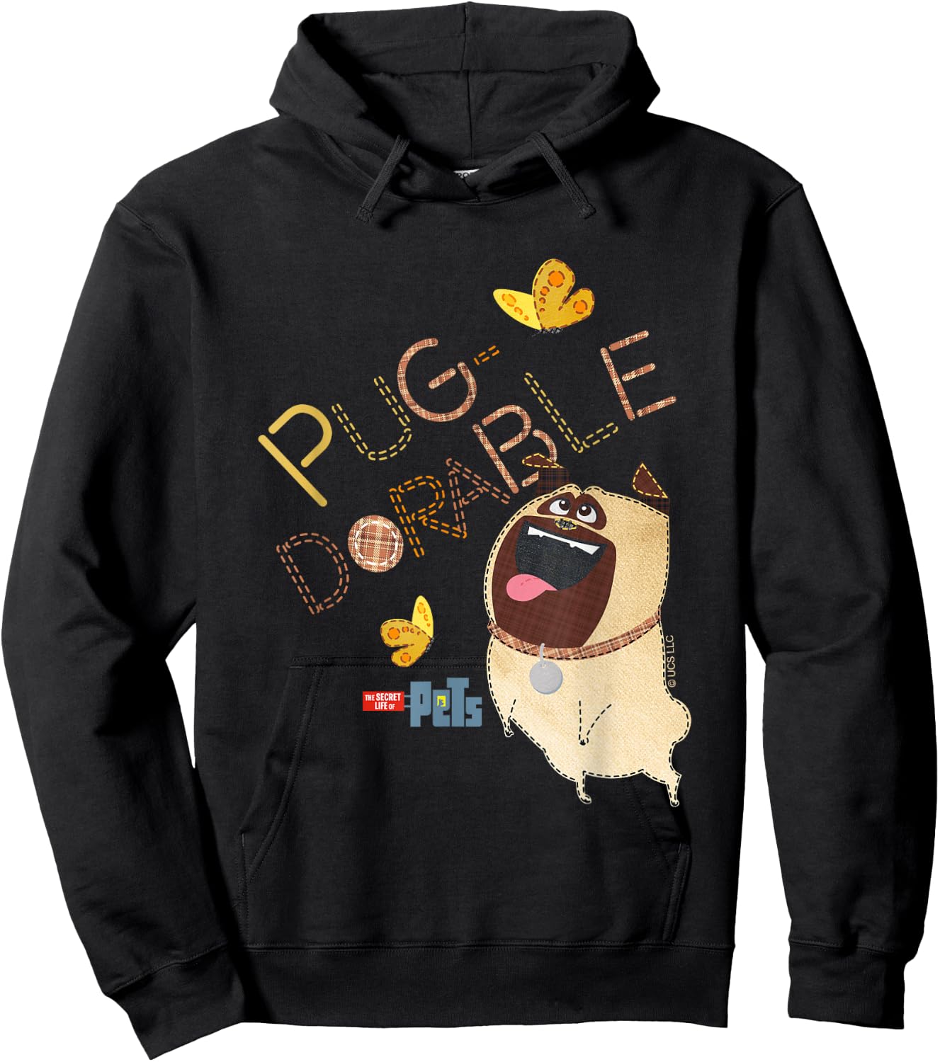 The Secret Life Of Pets Pug Dorable Playing Big Chest Poster Hoodie - Hoodie | Black