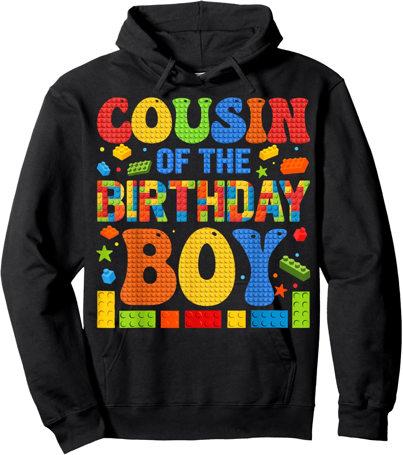 Cousin Of The Birthday Boy Building Block Birthday Party Hoodie - Hoodie | Black