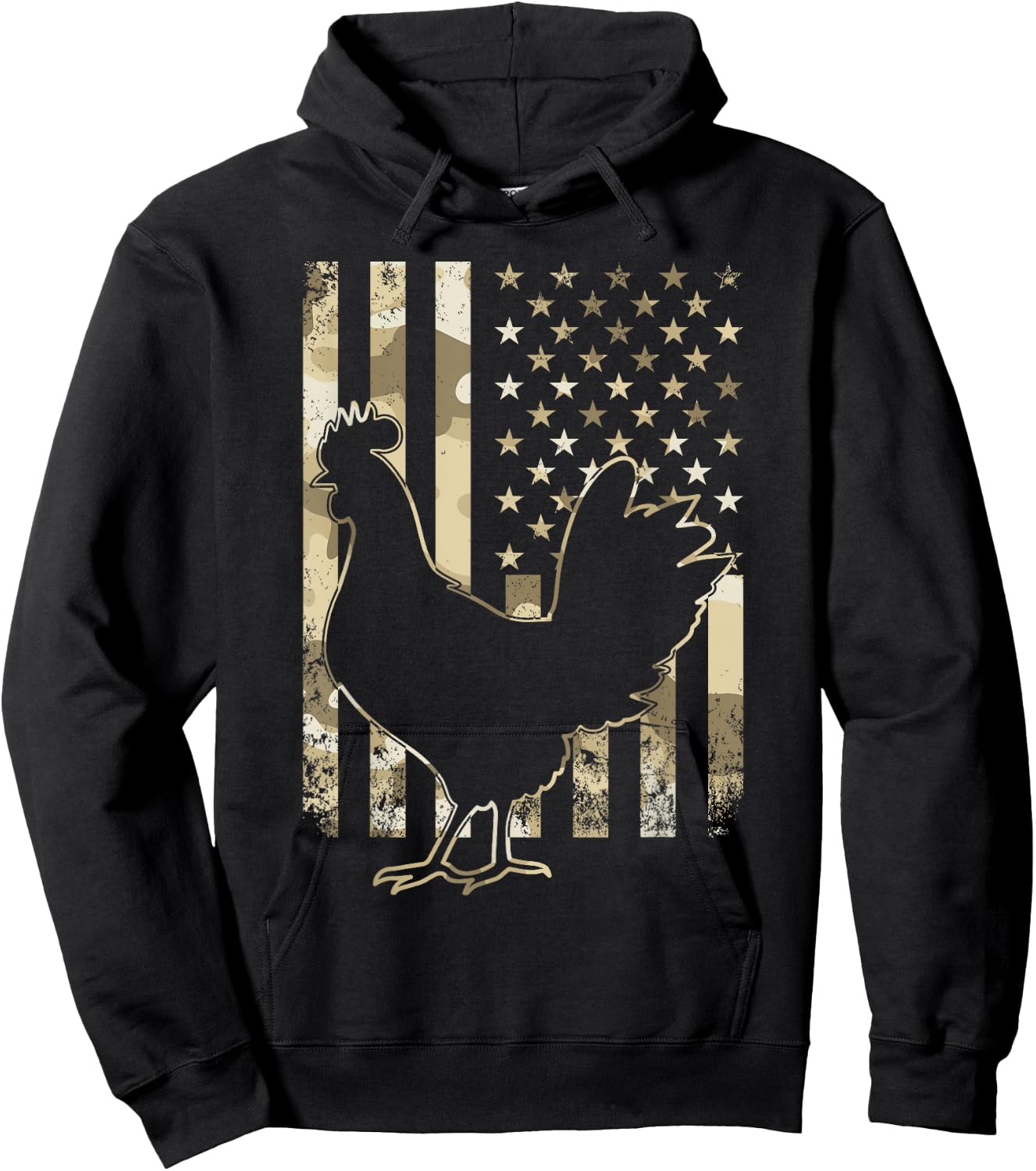 Chicken US American Flag Patriotic Chicken Lover 4th of July Hoodie - Hoodie | Black