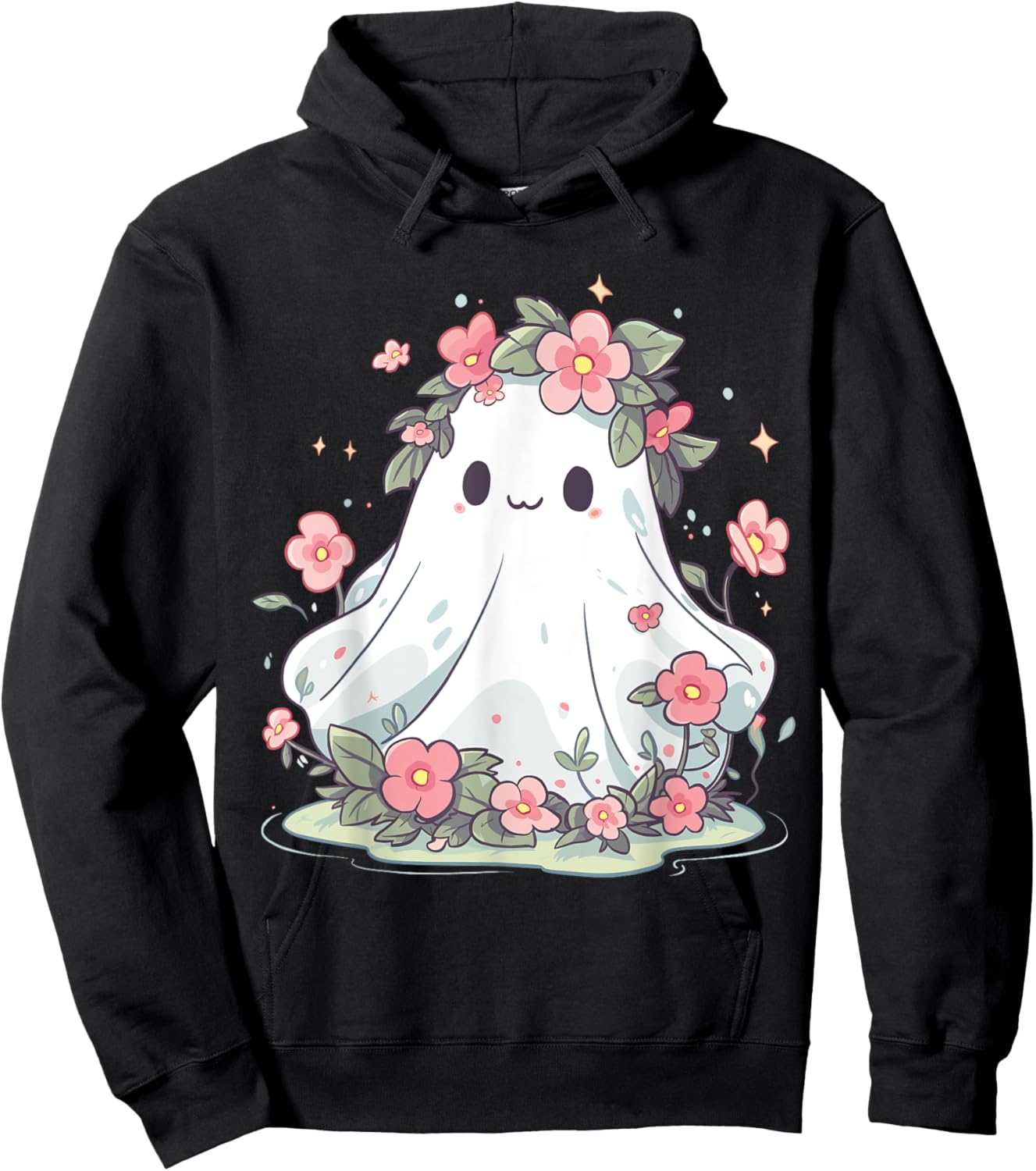 Halloween Shirt Floral Ghost Halloween Costume Girls Women Hoodie - Hoodie | Black