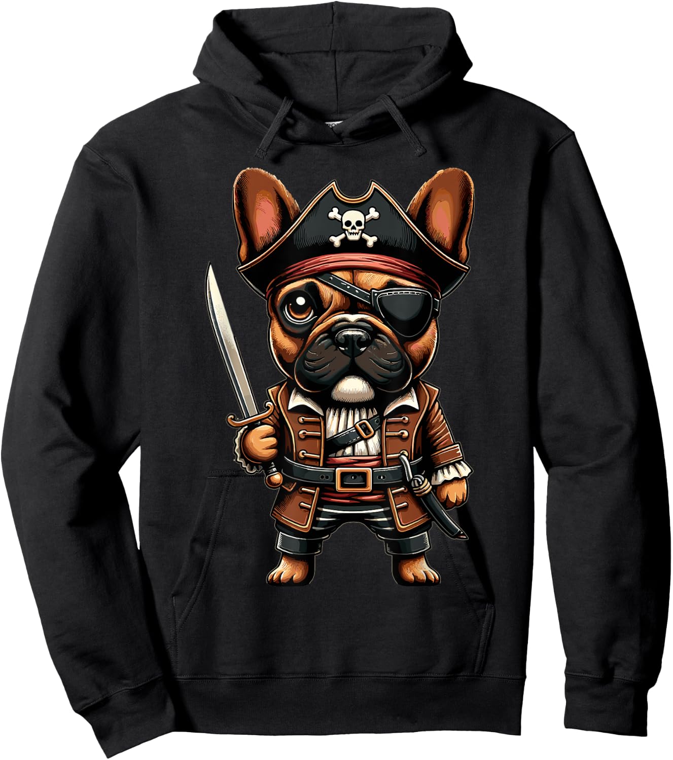French Bulldog Pirate Dog Halloween Party Men Women Kids Hoodie - Hoodie | Black