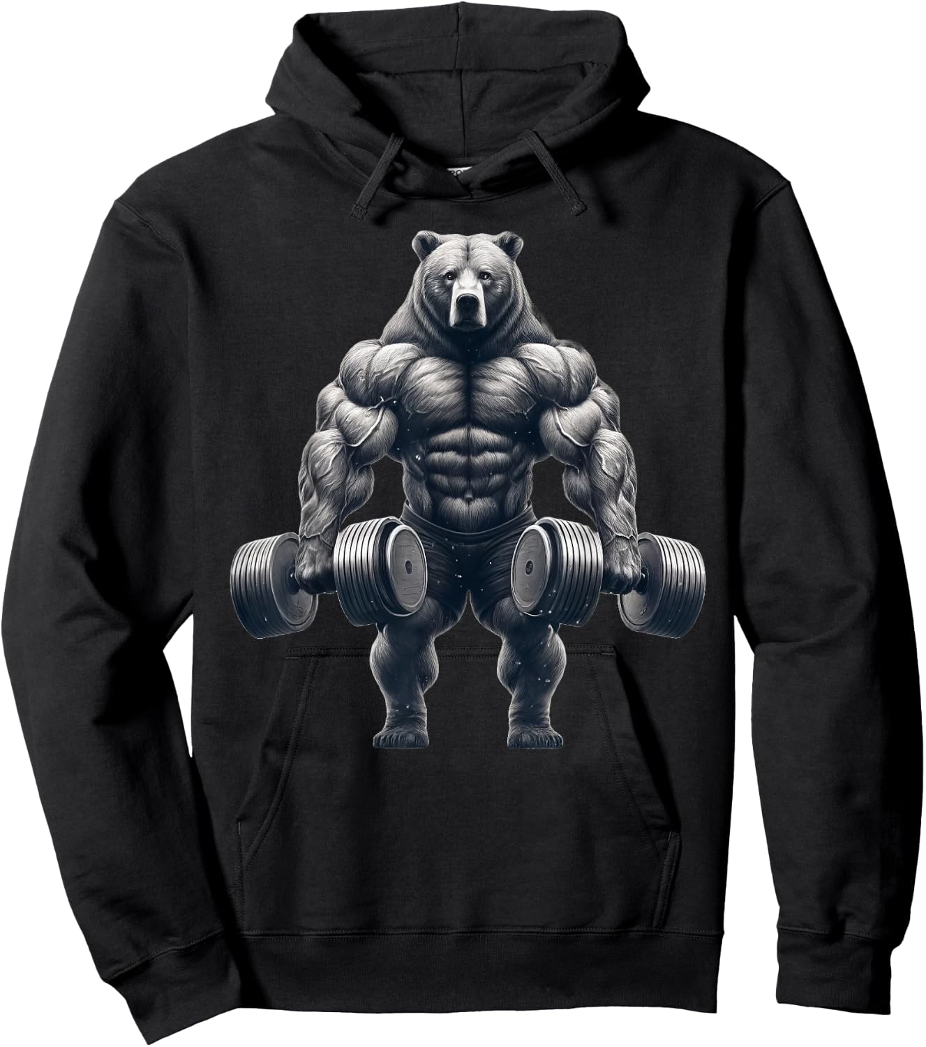 Bear Powerlifting Weightlifting Gym Workout Hoodie - Hoodie | Black