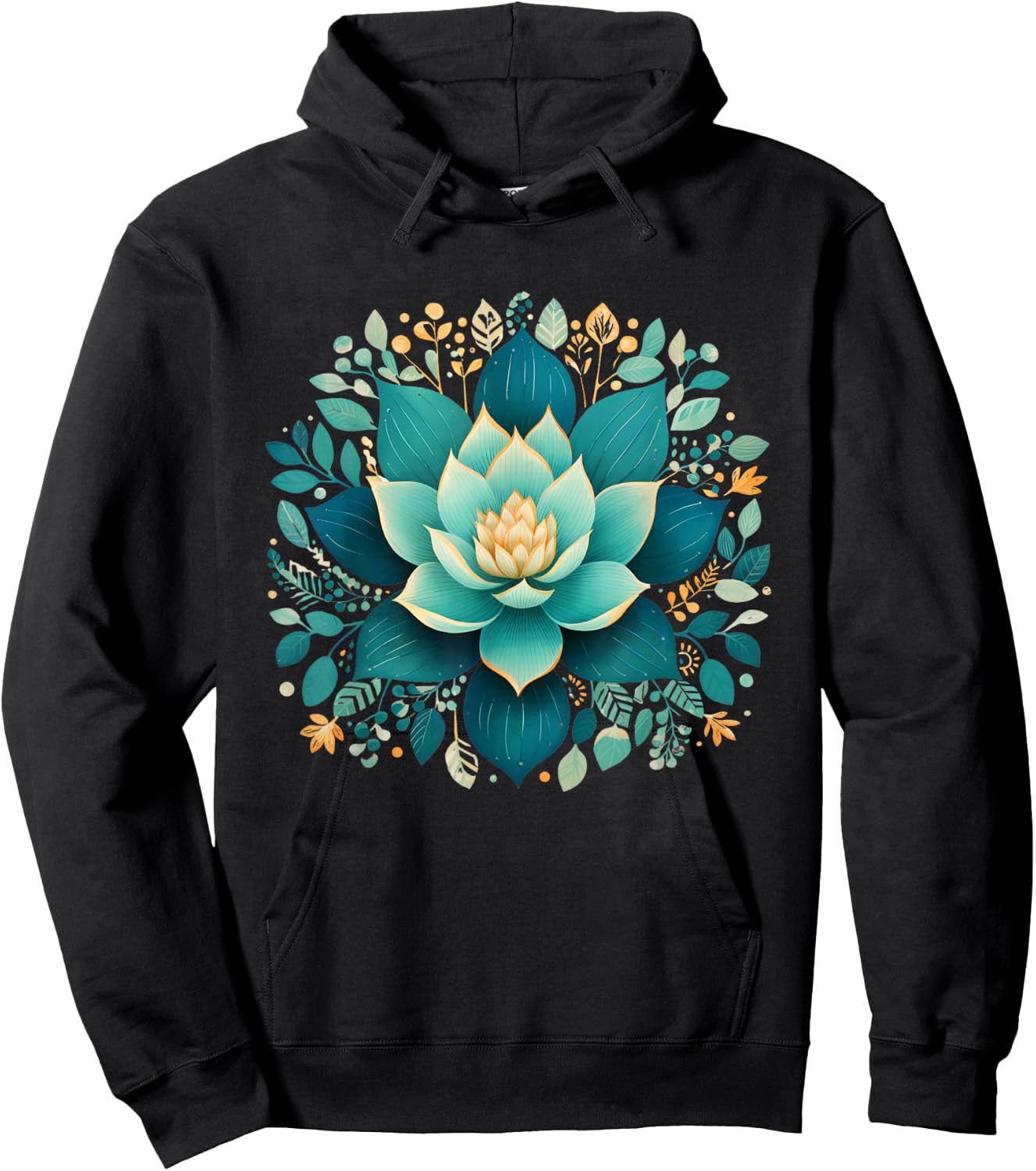 Elegant Lotus Flower for Yoga Fans Floral Aesthetic Design Hoodie - Hoodie | Black