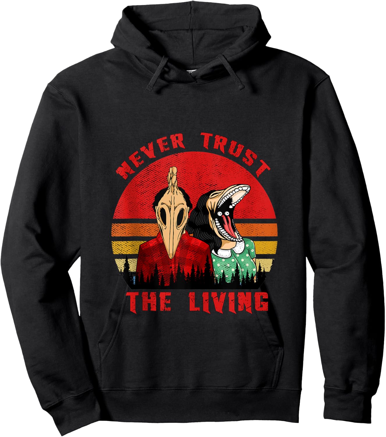 Retro Vintage Never Trust The Living Creepy Goth Grunge Emo Hoodie - Hoodie | Black
