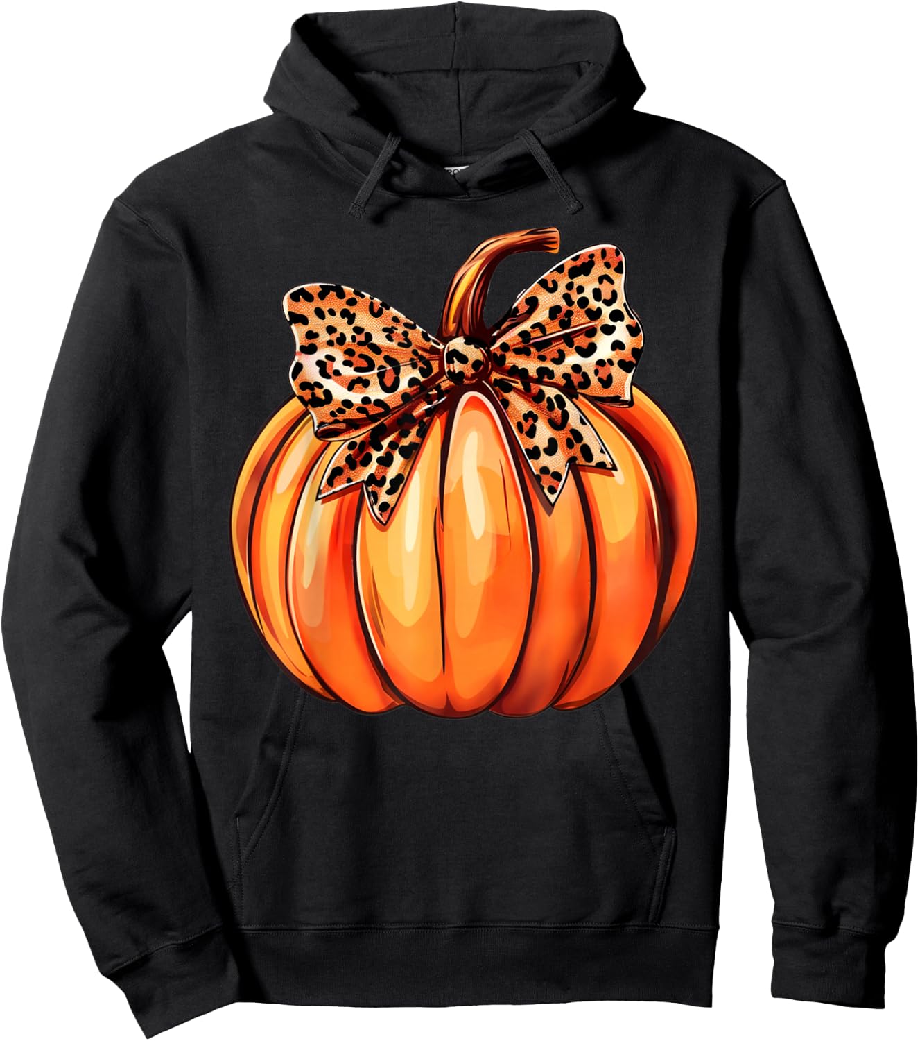 Coquette Bow Leopard Pumpkin Thanksgiving Rustic Fall Women Hoodie - Hoodie | Black