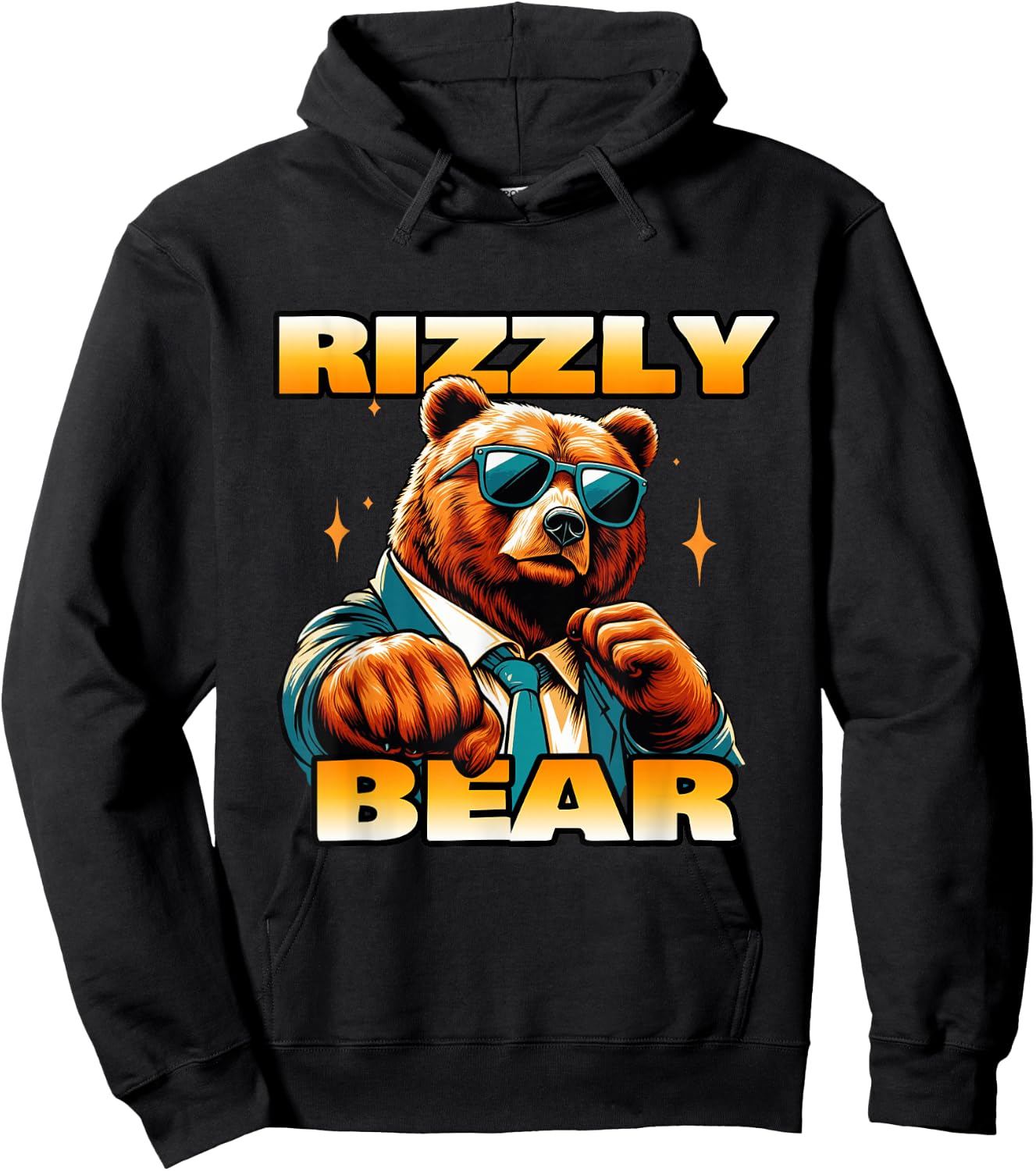 Rizzly Bear Wearing Sunglasses Cool Grizzly Bear Hoodie - Hoodie | Black
