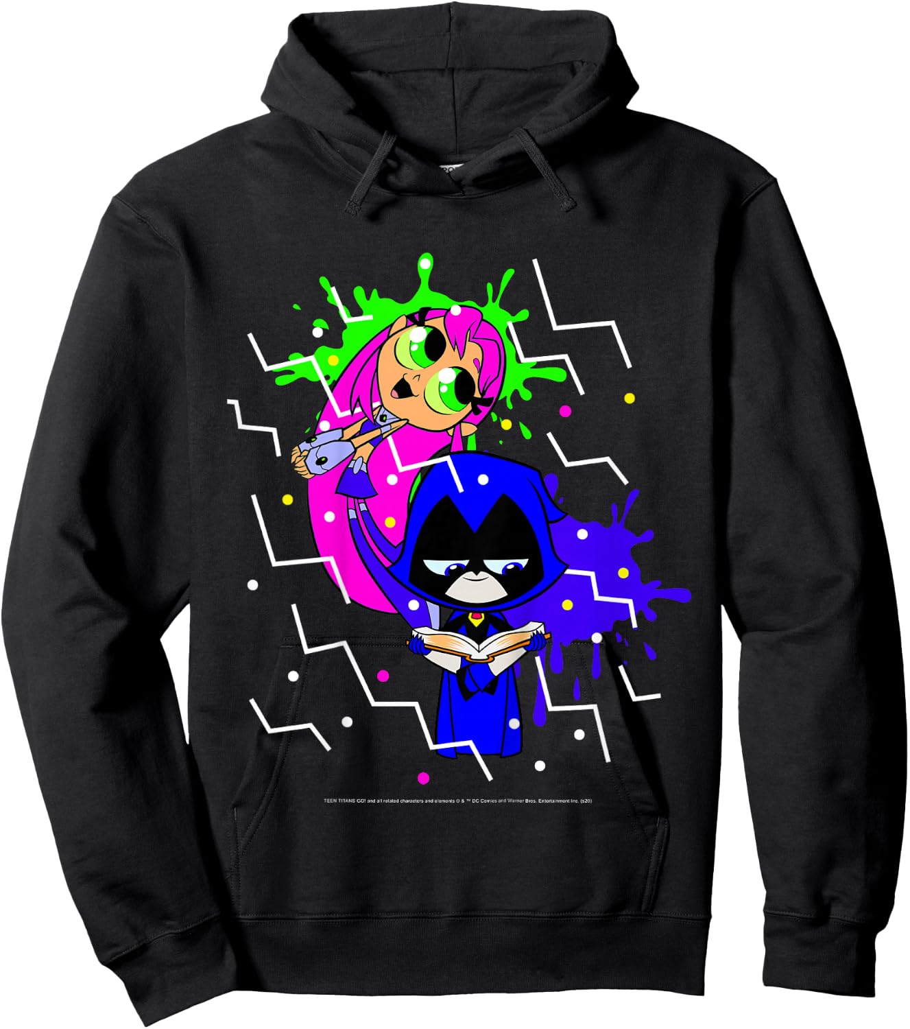 Kids DC Comics Teen Titans Go! Raven & Starfire Paint Splatter Hoodie - Hoodie | Black