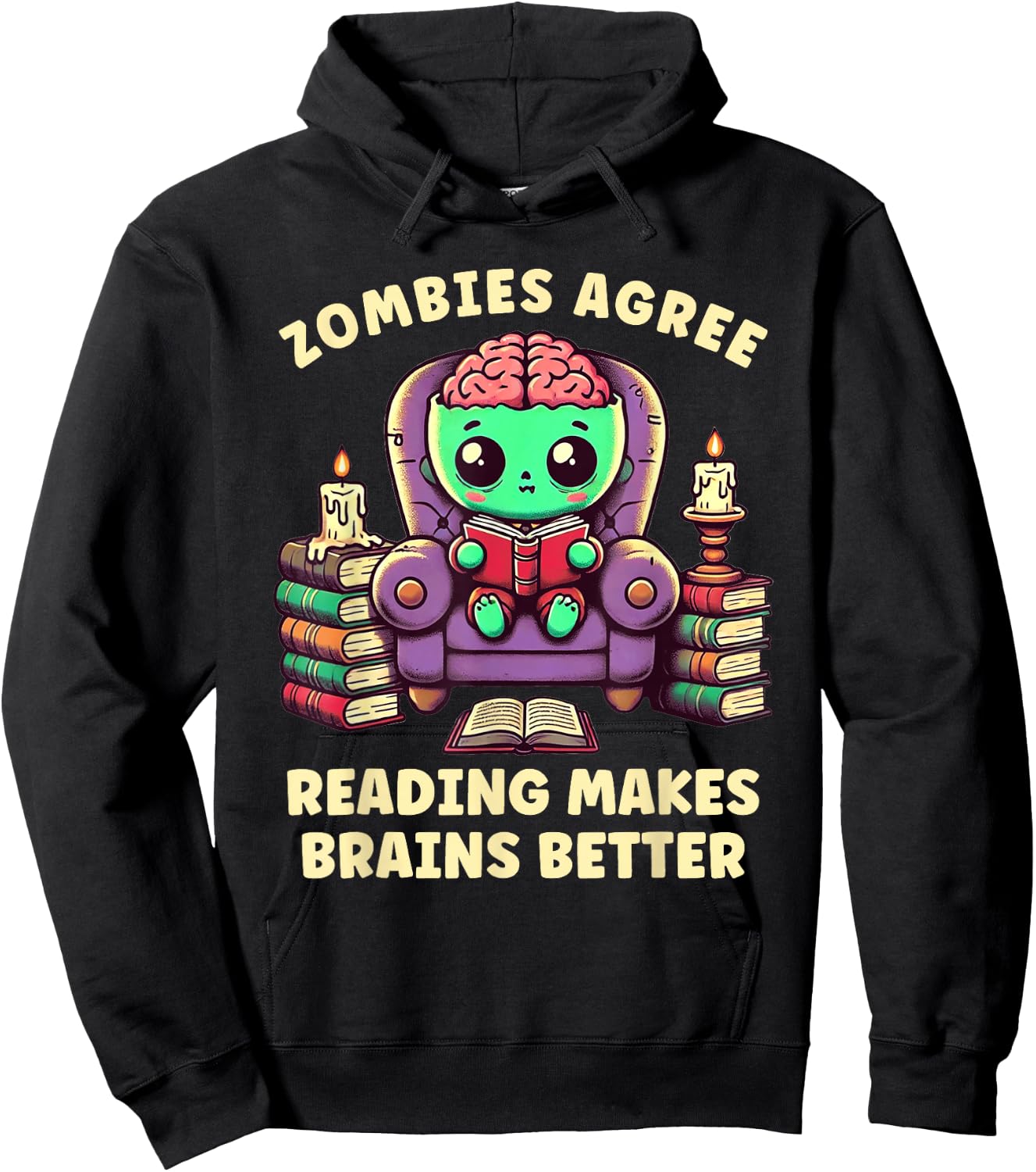 Halloween Teacher Zombie Reading is Good For Brains Hoodie - Hoodie | Black
