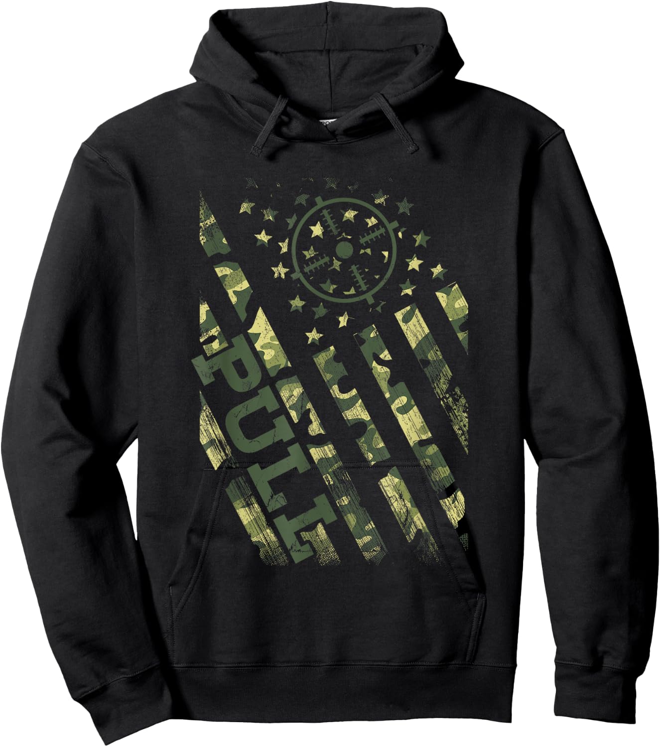 Pull Shotgun Skeet Trap Clay Pigeon Shooting Camo Usa Flag Men Hoodie - Hoodie | Black
