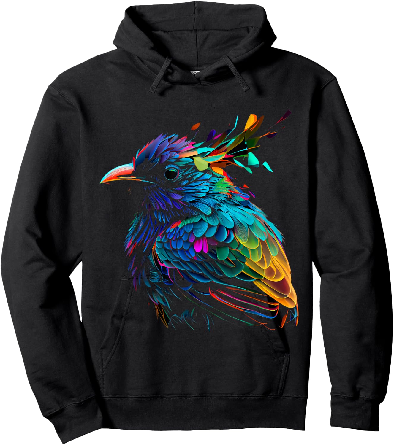 Colorful Abstract Bird Art Colorful Feathers Hoodie - Hoodie | Black