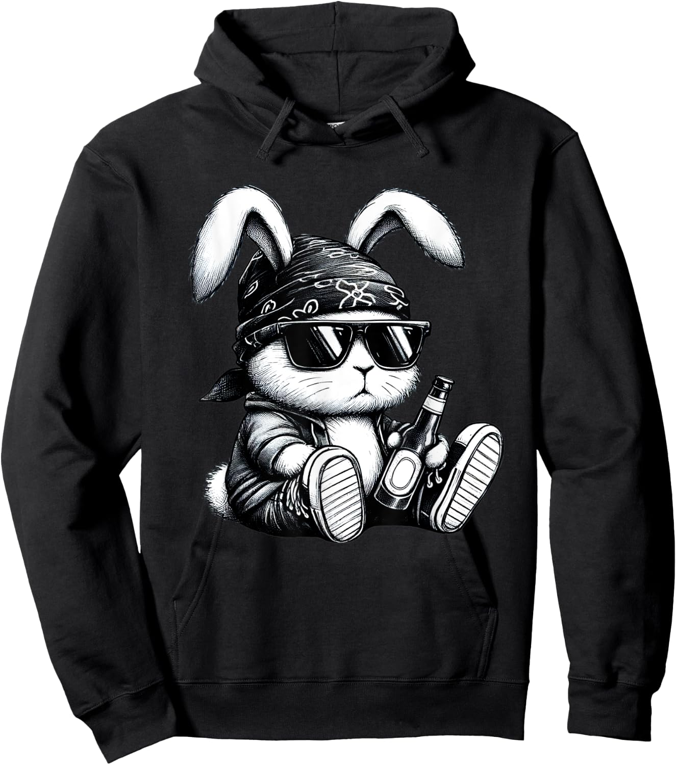 Thug Bunny With Beer Bunny Rabbit Gangster Rabbit Funny Hoodie - Hoodie | Black