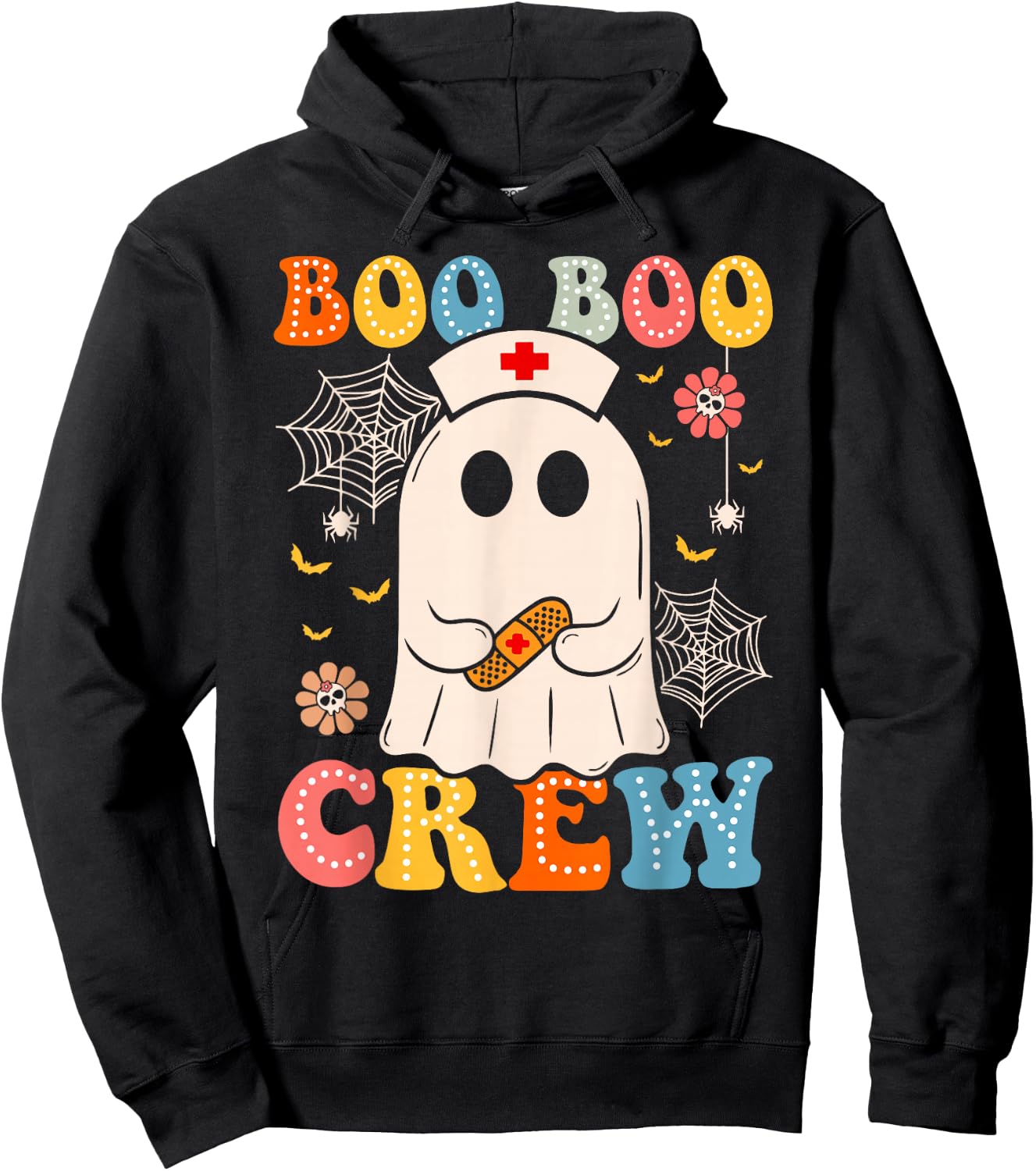 Groovy Retro Boo Boo Crew Nurse Funny Ghost Halloween Nurse Hoodie - Hoodie | Black