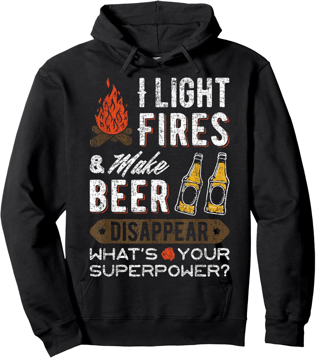 Funny Camper Gift Happy Camping Beer Lover Camp Vacation Hoodie - Hoodie | Black