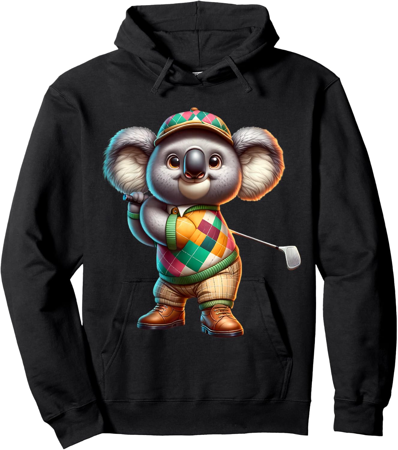 Cute Koala Play Golf Golfer Golfing Sport Men Women Kids Hoodie - Hoodie | Black