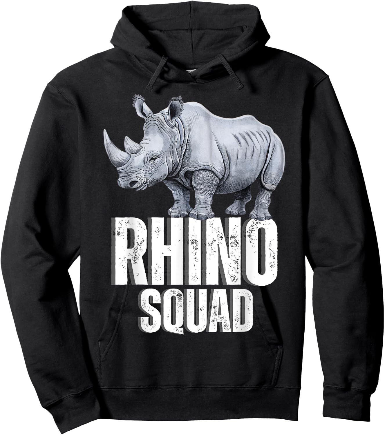 Rhino Squad Rhino Team Rhino Lover Rhinoceros Women Kids Men Hoodie - Hoodie | Black
