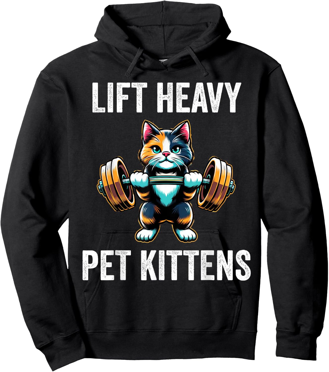 Lift Heavy Pet Kittens Funny Gym Workout Weight Lifter Hoodie - Hoodie | Black