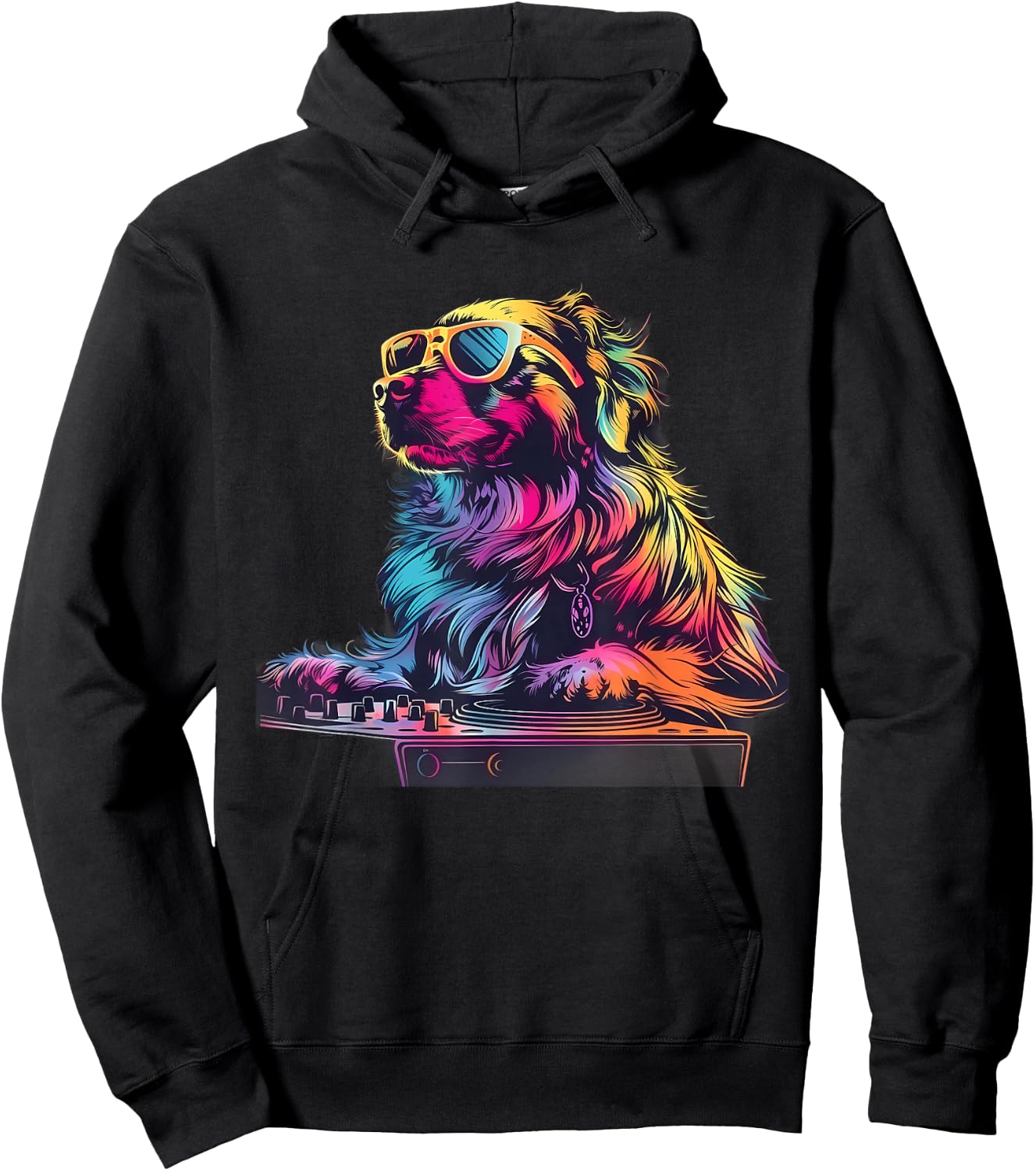 Dog Music DJ EDM Beatmaker Techno Turntable DJ Dog Artwork Hoodie - Hoodie | Black