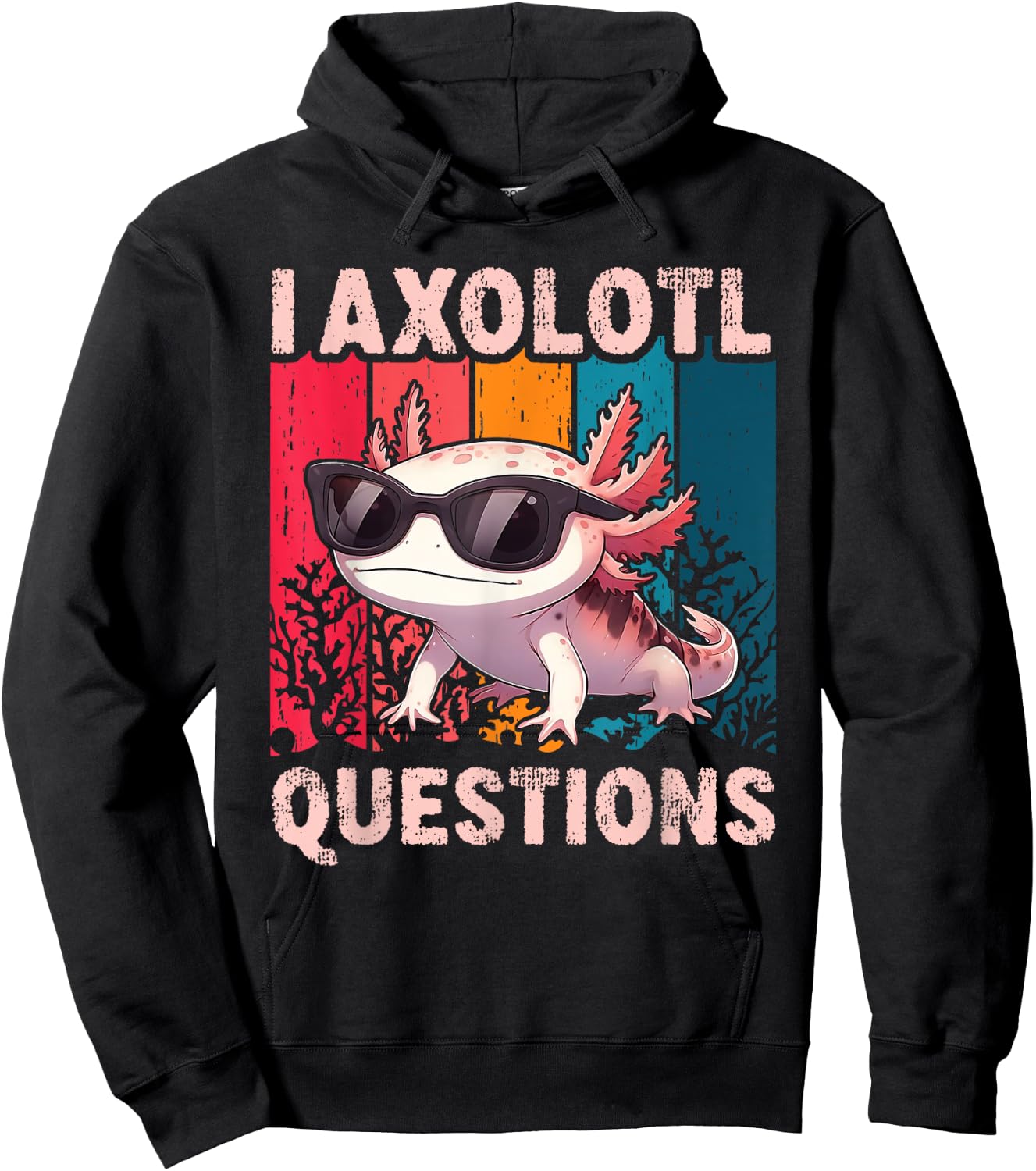 Funny I Axolotl Questions Retro Cute Toddler Boys Girls Kids Hoodie - Hoodie | Black