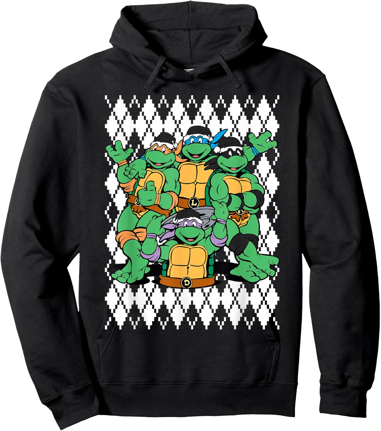 TMNT Ninja Turtles Ugly Christmas Sweater Hoodie - Hoodie | Black
