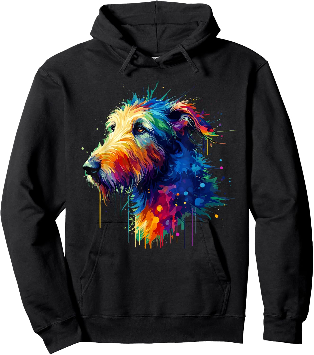 Colorful Splash Art Irish Wolfhound Hoodie - Hoodie | Black