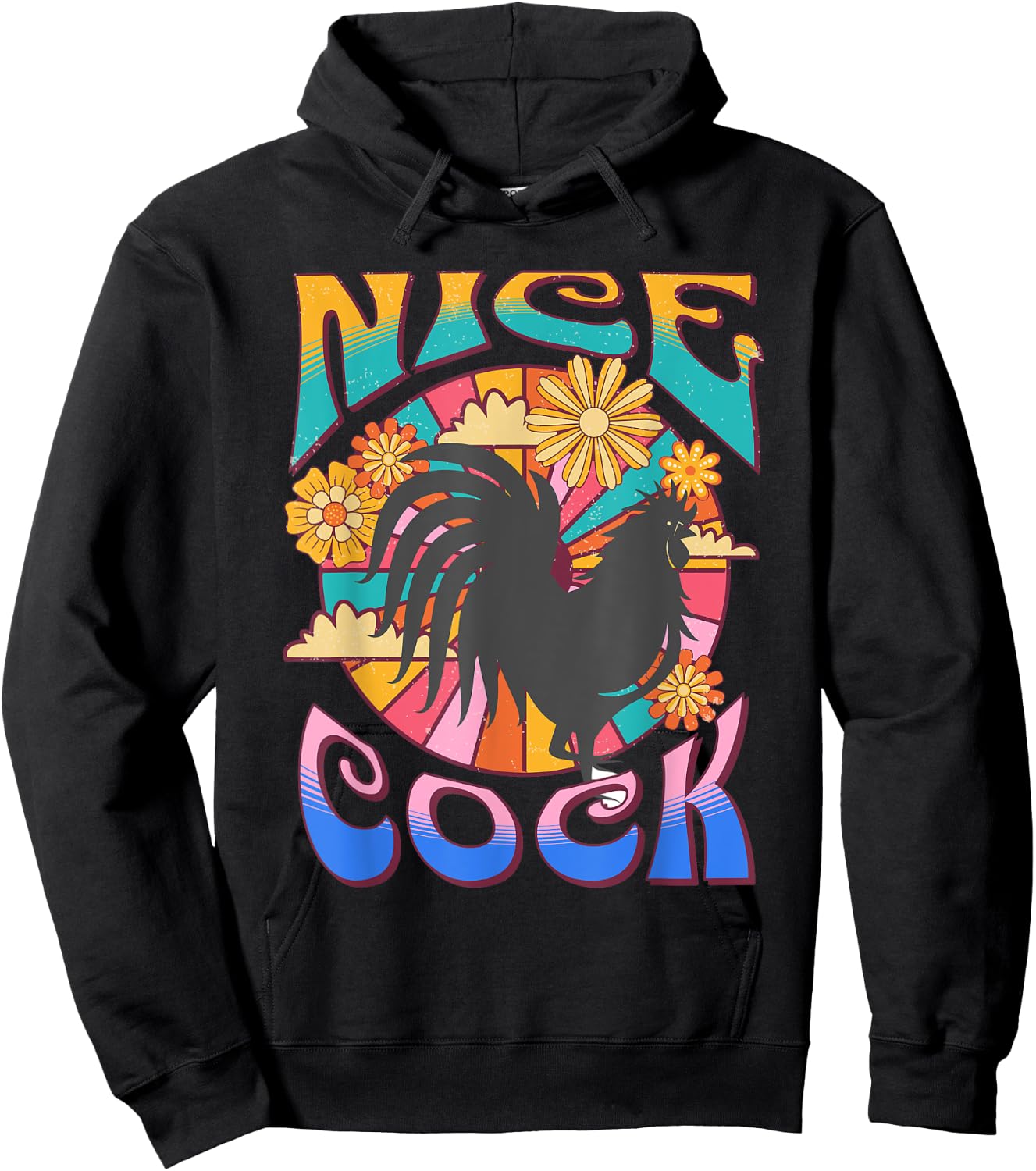 NICE COCK Black Light Funny Hippie Peace Love Retro Vintage Hoodie - Hoodie | Black