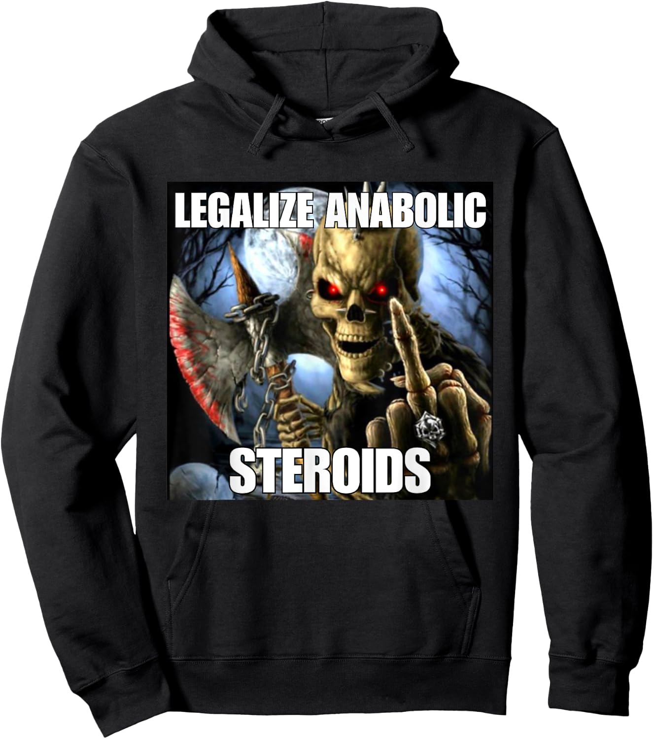 Legalize Anabolic Steroids Funny Cringe Hard Skeleton Meme Hoodie - Hoodie | Black