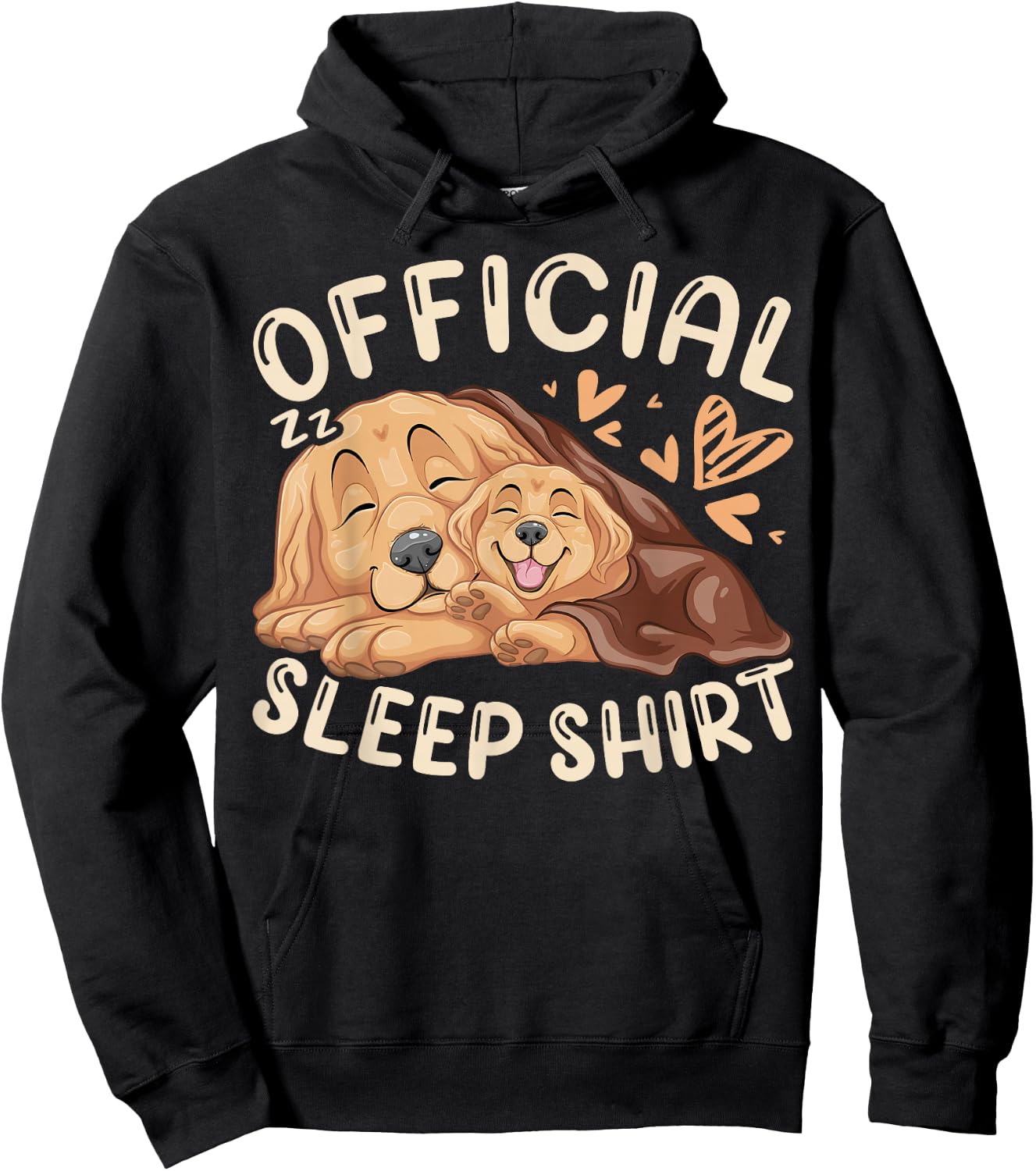 Official Sleep Shirt, Golden Retriever with Puppy Hoodie - Hoodie | Black
