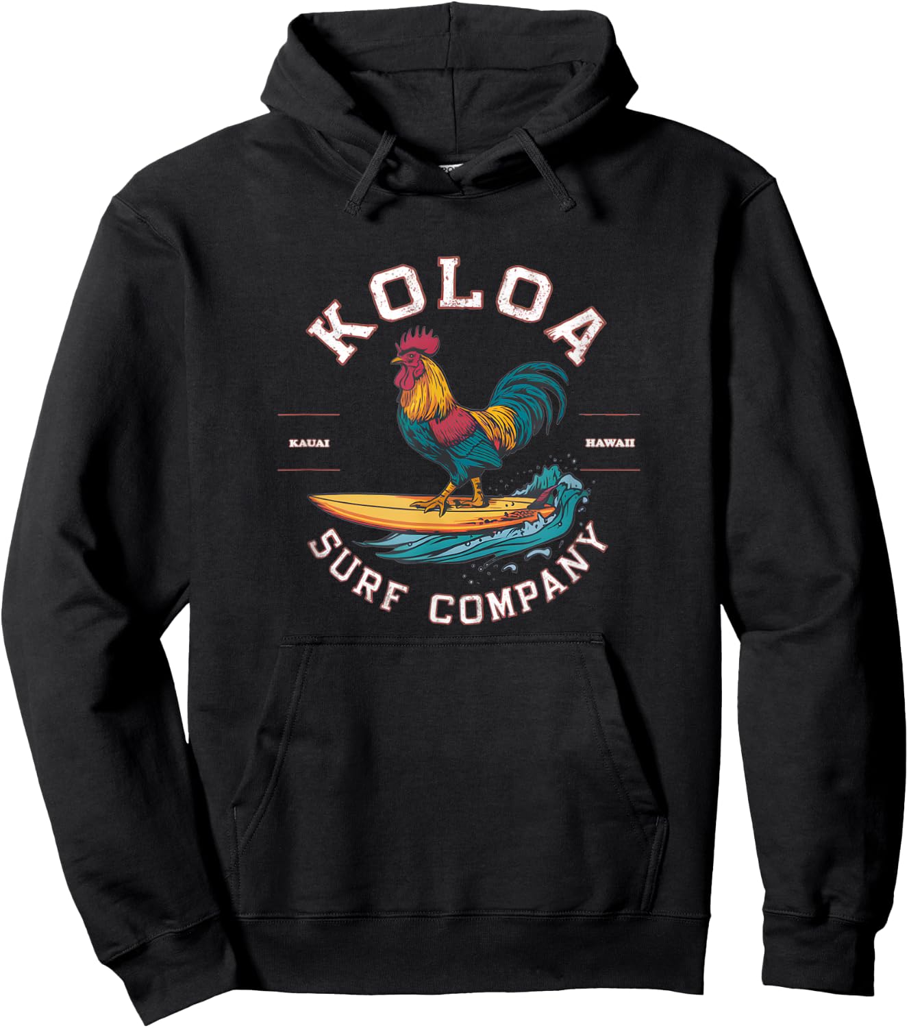 Koloa Surf Surfing Rooster Logo Lightweight, Graphic Hoodie - Hoodie | Black