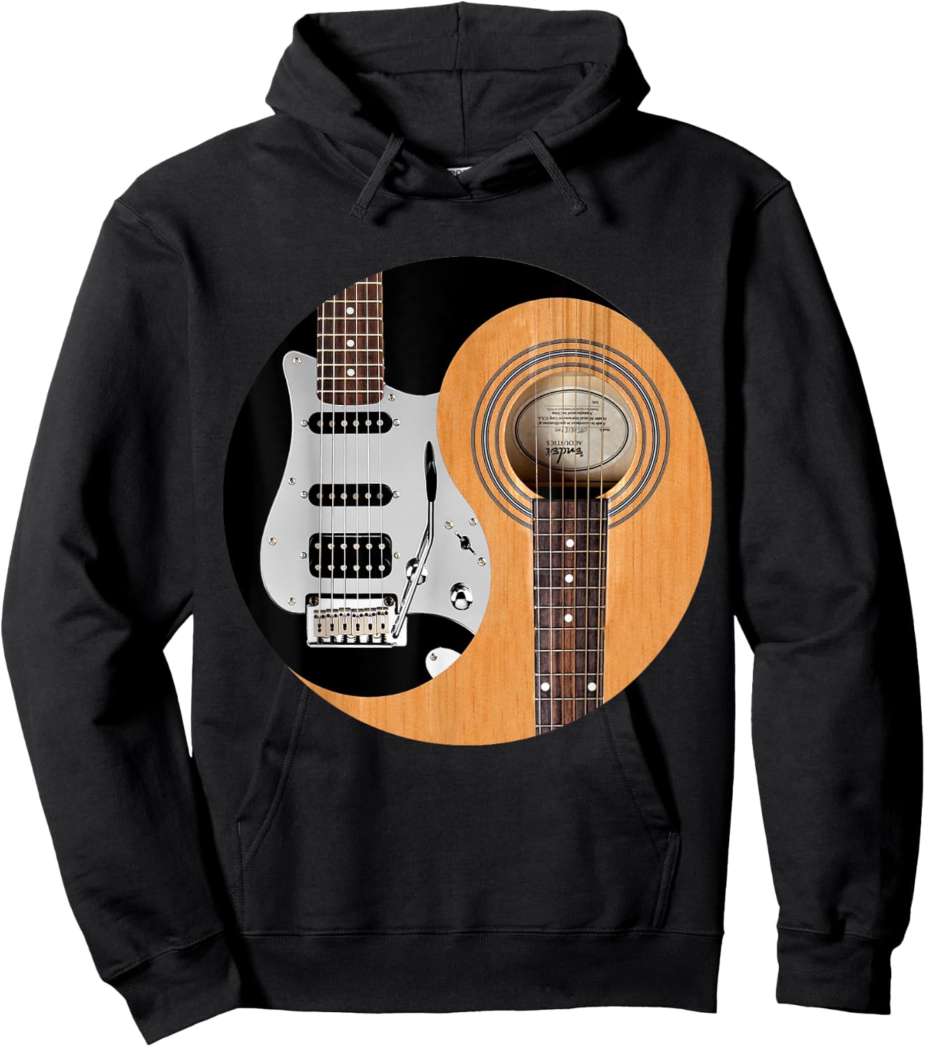 Guitar Yin Yang Acoustic And Electric Guitars Hoodie - Hoodie | Black