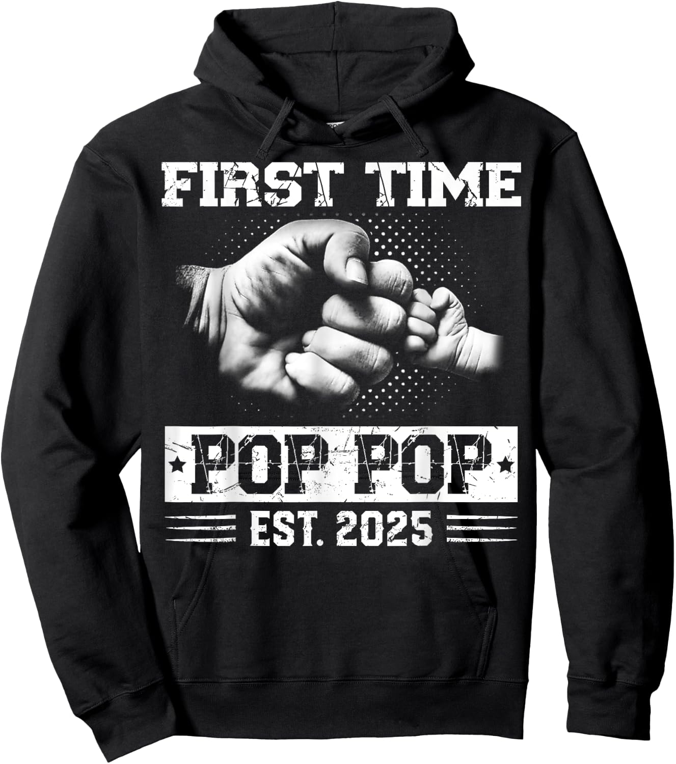 First Time Pop Pop Est 2025 Pregnancy Announcement Grandpa Hoodie - Hoodie | Black